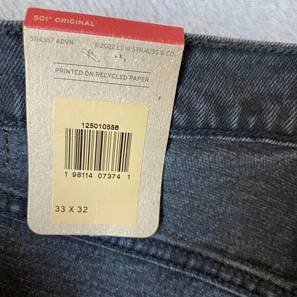 Levi's 501 XX High Rise Straight Leg Jeans Men 33x32 Black Button Fly IRREGULAR - Picture 5 of 15